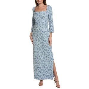 JS Collections Womens Blue Remi Column Long Sleeve Gown Size 6 NWT